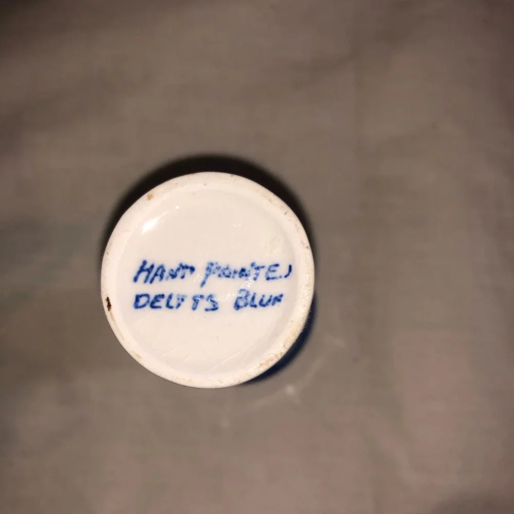 Hand Painted Delfts Blauw Mini Vase Blue White Floral Ceramic Bud Vase 3.25 inch